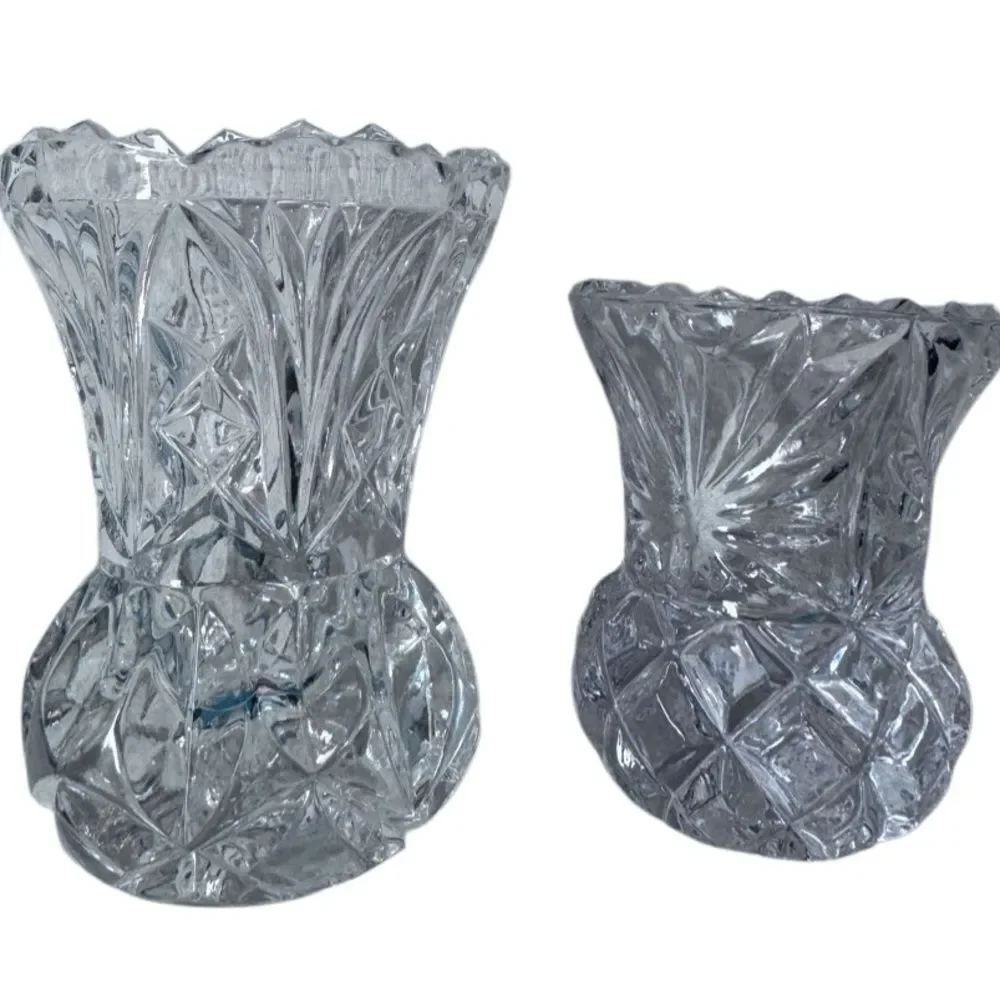 Artmark Lead Crystal Minature Bud Vases Mid-Century Modern Two Vase Set